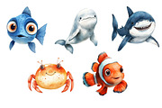 Adorable Ocean Animals Collection, an Illustration by Pixels.Craft (Thumbnail 6 of 6)