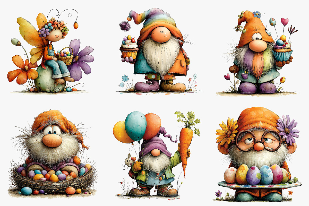 Easter Gnome Clipart, an Illustration by CreationArt (Photo 2 of 6)