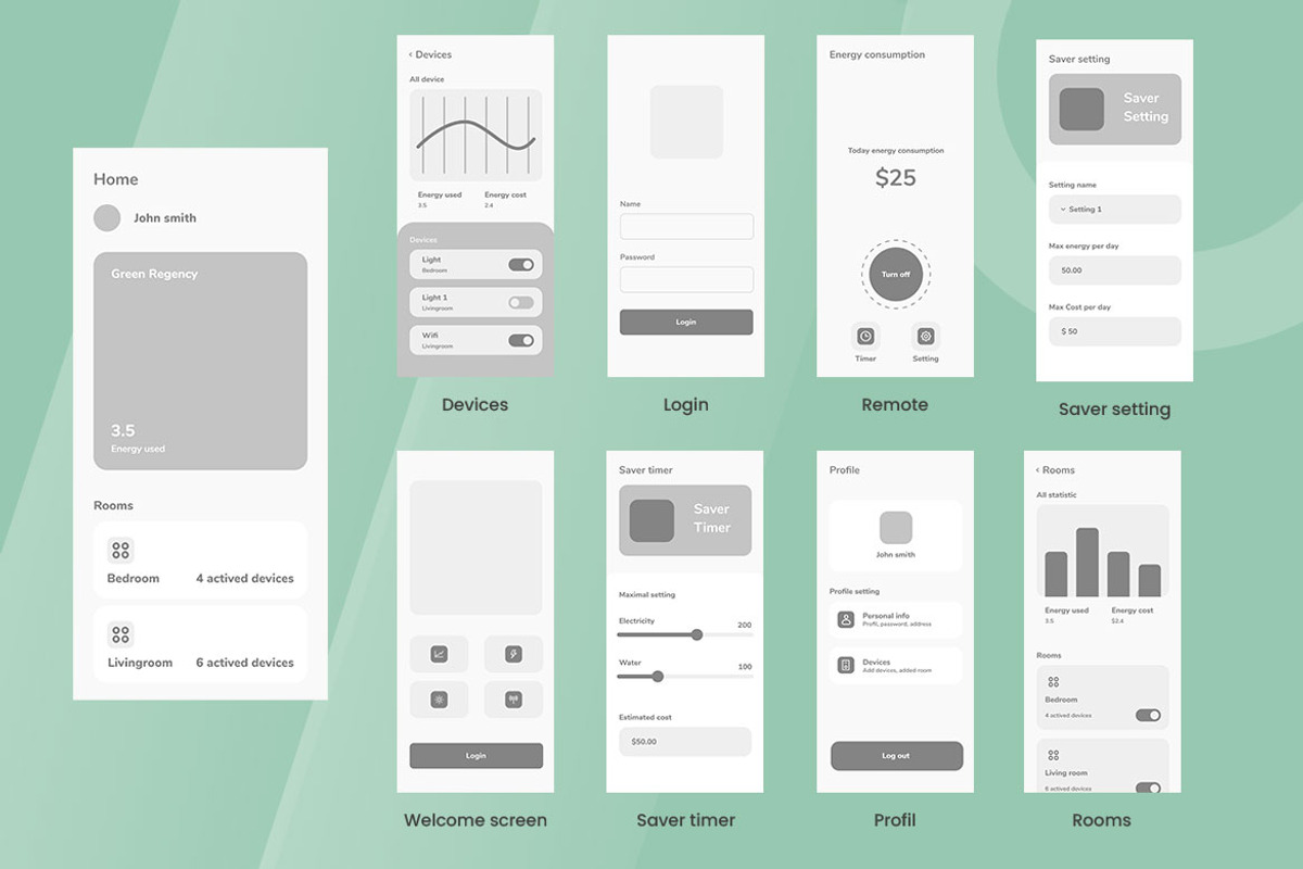 Energy Savers Wireframe Apps, a Wireframe Template by INSPR STD (Photo 4 of 6)