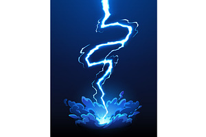 Cartoon blue thunderbolt lightning, an Illustration by Buch&Bee