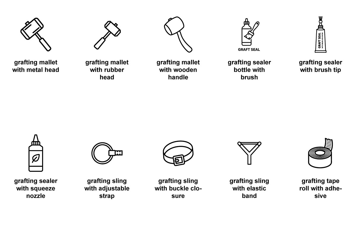 Pruning and grafting tools Icon Set, an Outline Icon by Nurlan's shop (Photo 2 of 6)