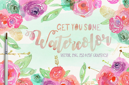 Watercolor Floral Clipart