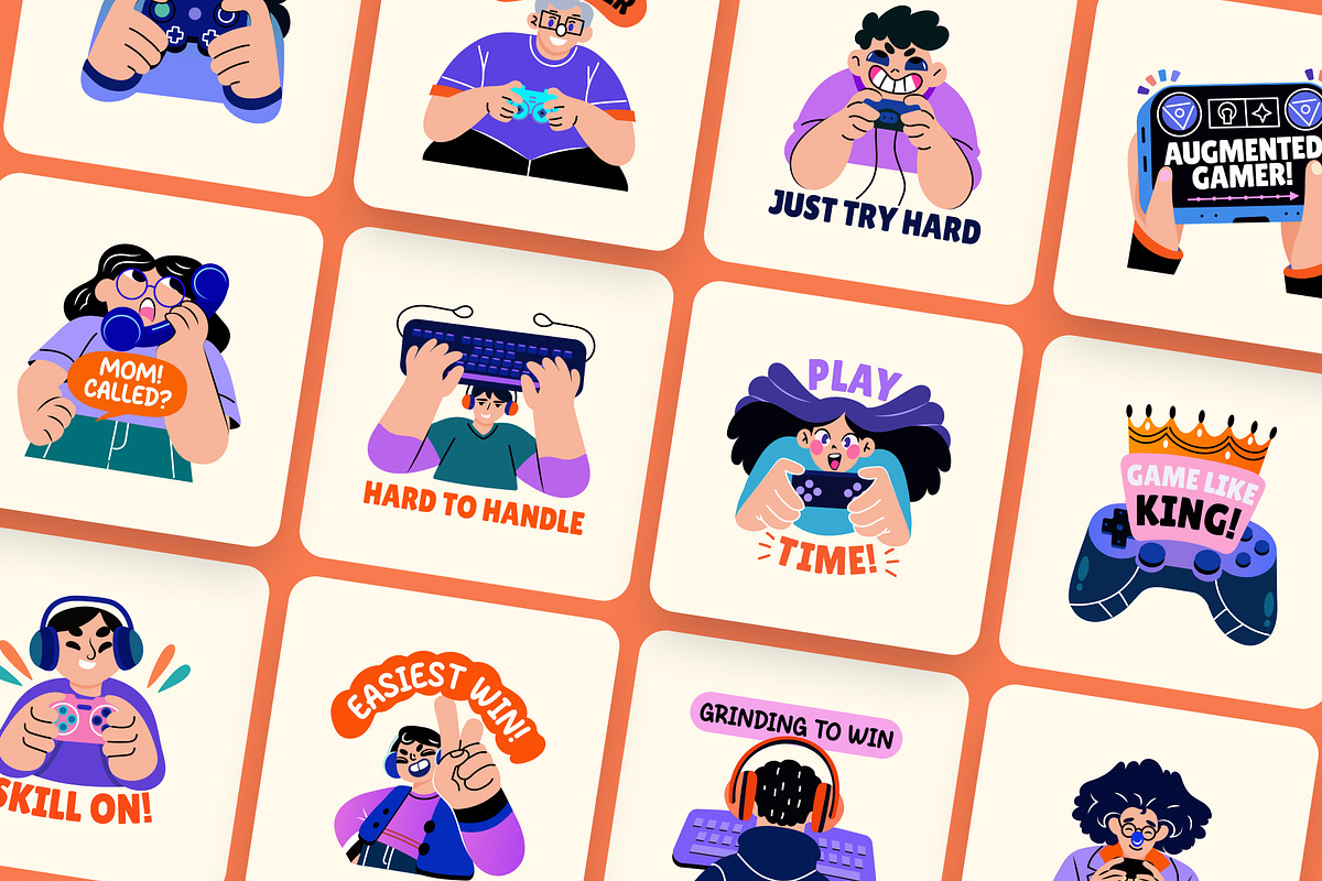 Gaming Stickers Set, an Emoji Icon by Brickclay (Photo 5 of 8)