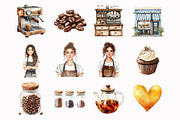 Watercolor Coffee Lover Clipart, an Illustration by Design Market (Thumbnail 3 of 4)
