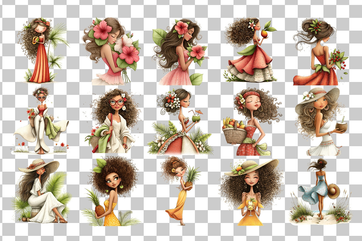 Summer Woman Watercolor Clipart, a Person Illustration by Nicolle's Colorful Art (Photo 5 of 5)