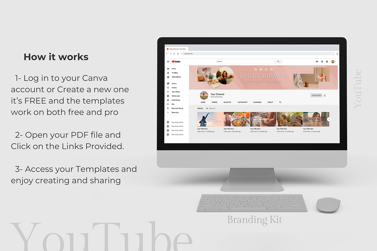 Emily YouTube Branding Kit Canva, a Social Media Template by Soul & Maeum Store (Photo 7 of 7)