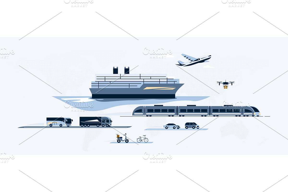 Transport, logistics vector, a Transportation Illustration by Zaie