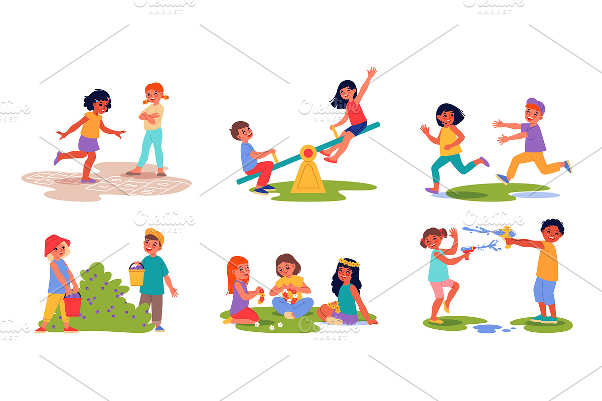 Summer day playground. Happy, a Person Illustration by YummyBuum