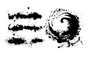 Set of blots. Black spots of paint, an Illustration by Nenahliadava Design