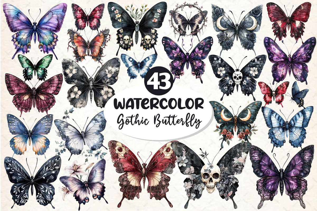 Gothic Spring Butterfly Clipart, an Illustration by Dream Creation (Photo 1 of 5)