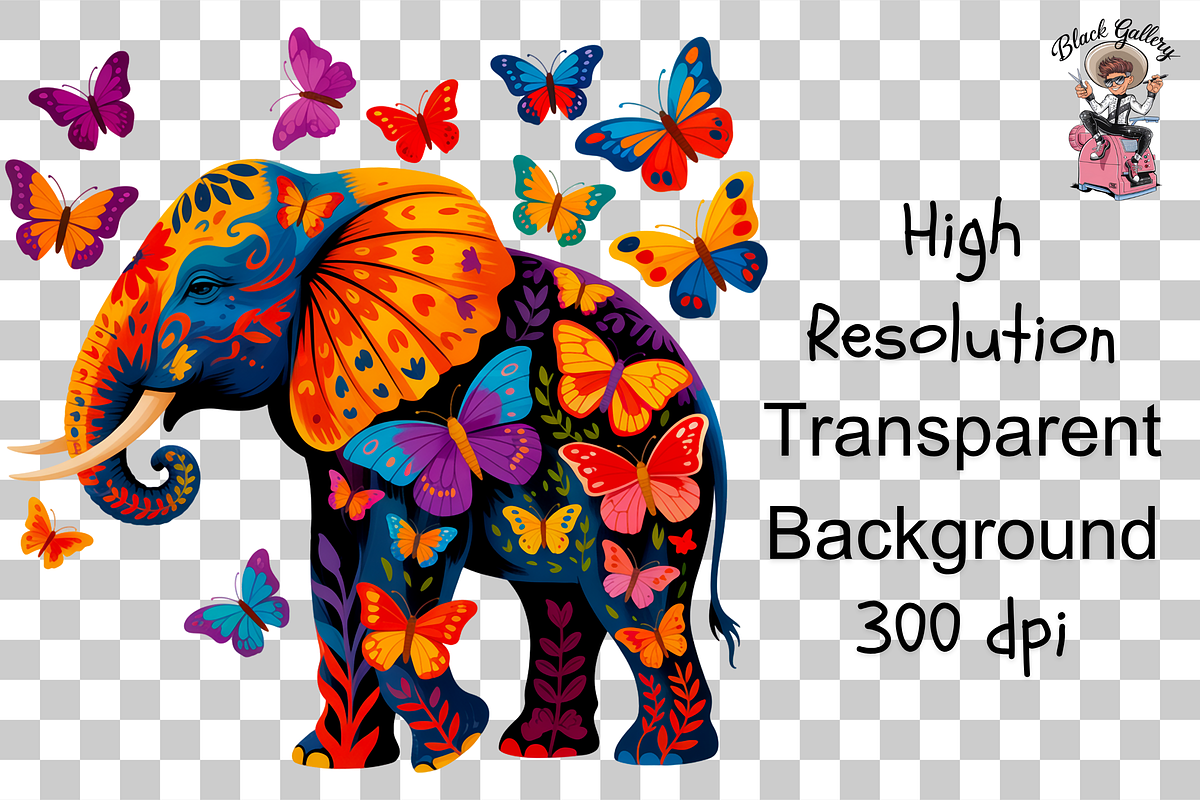 10 Colorful Floral Elephant PNG, a Graphic by Clipart Bloom (Photo 10 of 12)