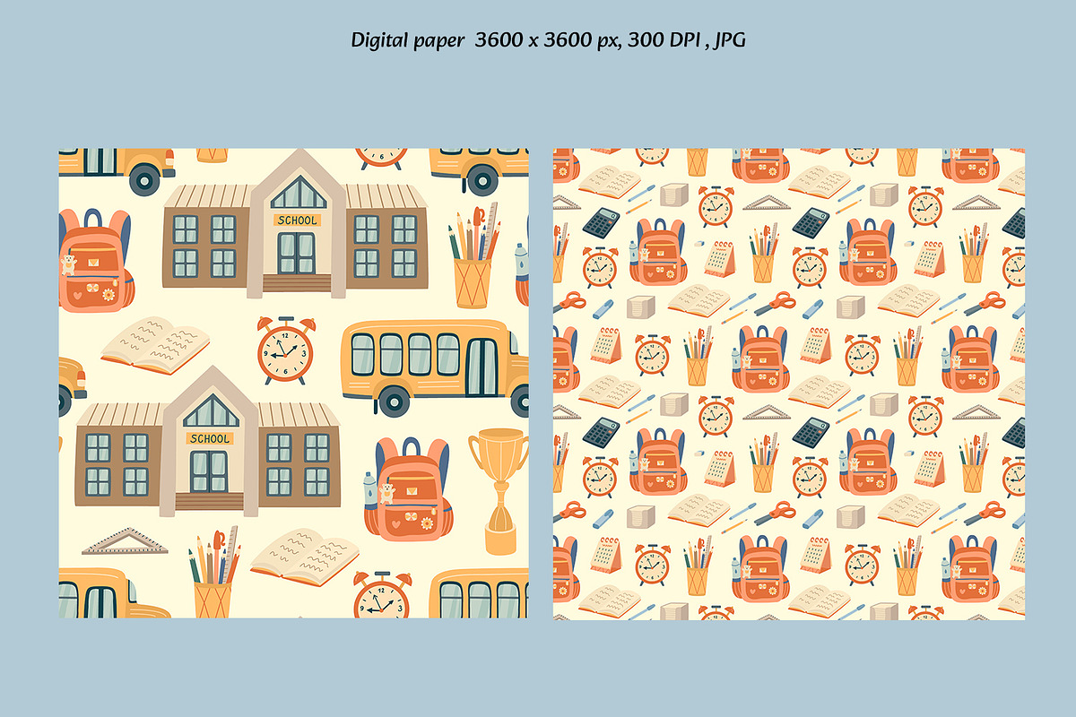Back to School Clipart & Patterns, an Education Illustration by Anna Druzhkova (Photo 6 of 11)