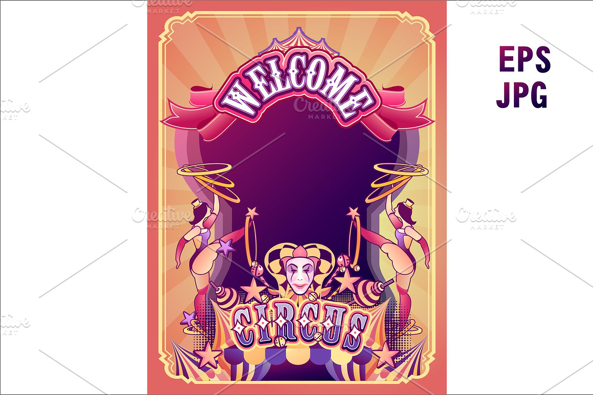 circus retro poster, a Background Graphic by alena.sipilova