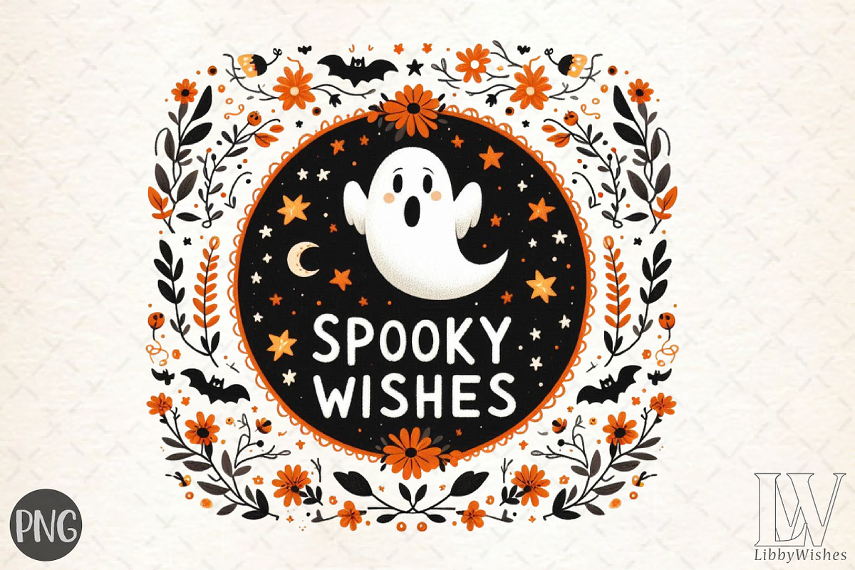 Spooky Wishes, Cute Halloween Ghost, an Illustration by Libby Wishes (Photo 1 of 6)