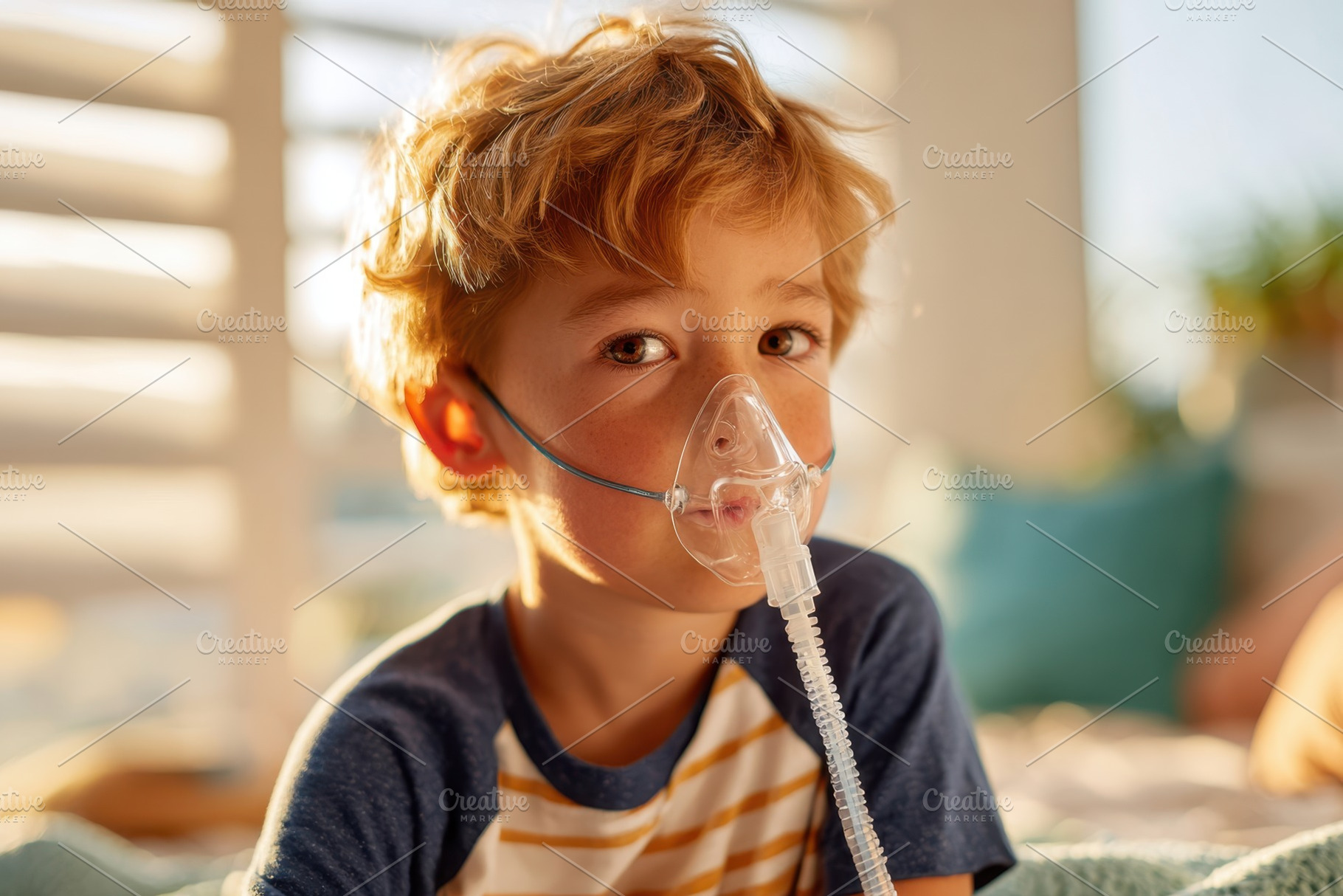 Healthcare professional assisting child with breathing mask, a Health & Medical Photo by AlyaAnd