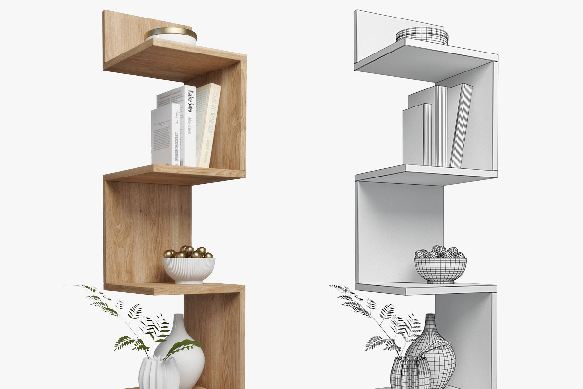 corner shelf and decor, a Furniture 3D Model by 3dcruz (Photo 3 of 5)
