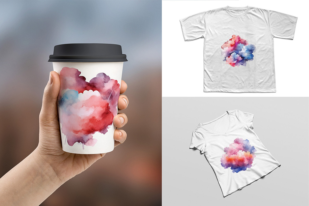 Watercolor Clouds Clipart, a Decorative Illustration by MuzaArtStudio (Photo 3 of 4)