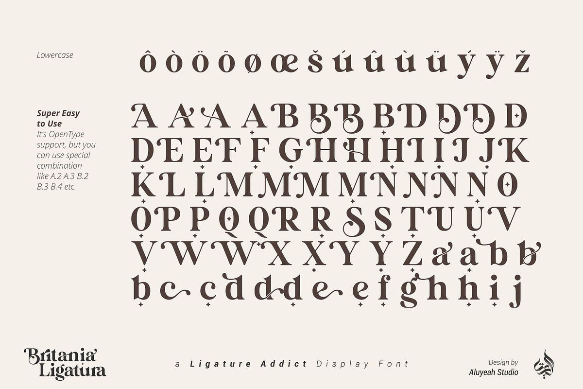 Britania Ligatura, a Font by Aluyeah Studio (Photo 13 of 16)