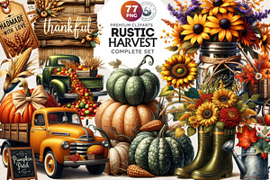 Rustic Harvest Fall clipart set, a Seasonal Illustration by ThatsDesignArt