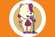 Cute Cat Singing With Microphone, an Animal Illustration by Artstorystudio (Thumbnail 2 of 3)