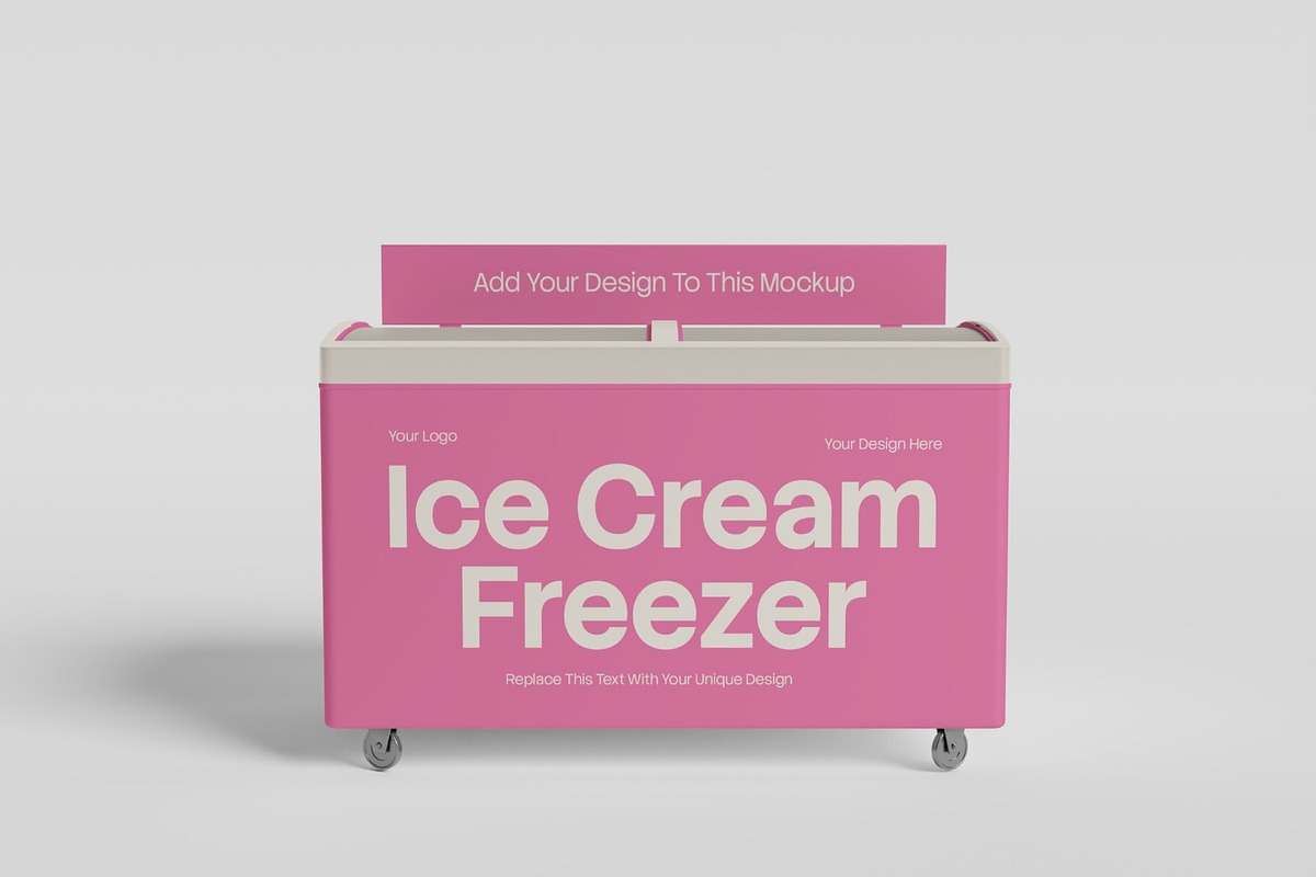 Ice Cream Fridge 3D Mockup PSD, a Merchandise Mockup by Akrinity Digital (Photo 3 of 4)