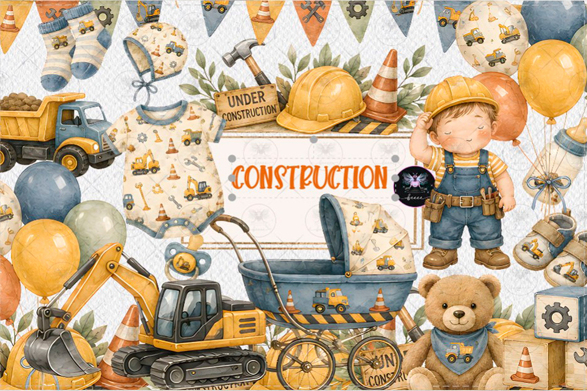 Construction Baby Clipart, a Decorative Illustration by BigCakeBee (Photo 1 of 4)