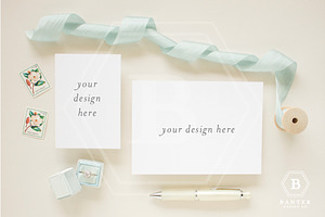 Wedding Invitation Mockup, A7 + 4bar