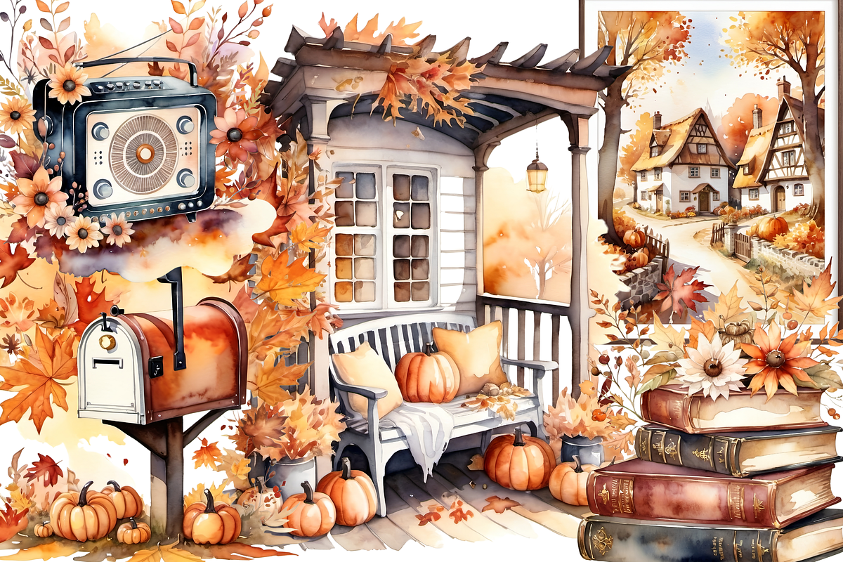 20 Retro Fall Clipart PNG Bundle, a Seasonal Illustration by ClipArtTime (Photo 3 of 3)
