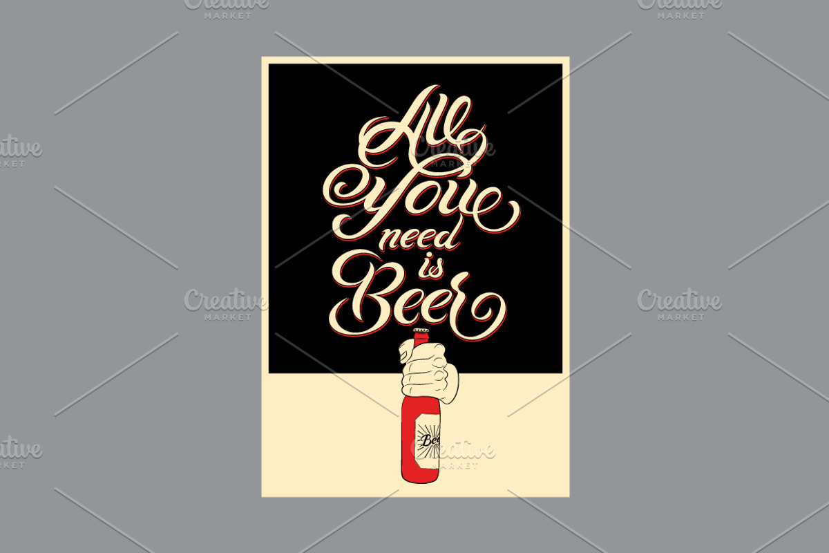 Beer calligraphic vector poster set., a Food Illustration by PoPaShop (Photo 3 of 7)
