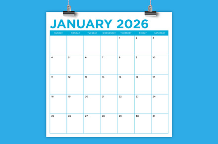 2026 Square 12x12 Color Calendar, a Stationery Template by Running With Foxes