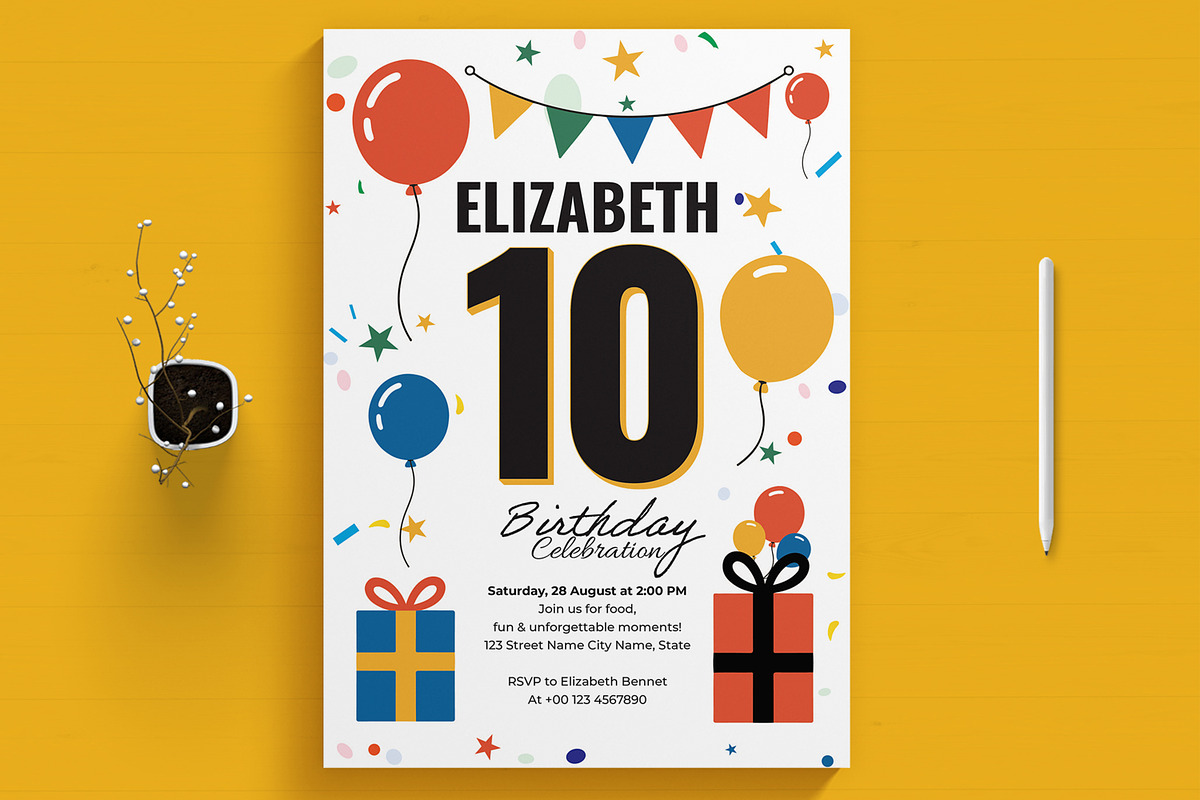 Birthday Flyer Template, a Flyer Template by MightyDesign (Photo 1 of 8)