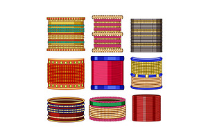 Indian churi bracelets vector set, an Illustration by pikepicture