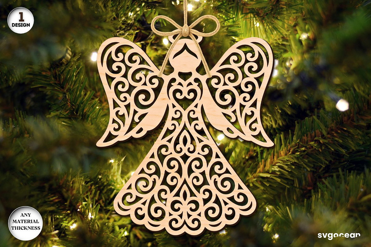 Christmas Angels Ornament Bundle, a Decorative Illustration by svgocean (Photo 5 of 13)