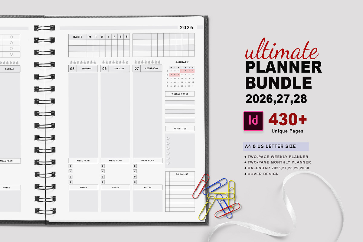 Ultimate Planner Bundle Pack 2026-28, a Stationery Template by Design Zone (Photo 5 of 11)