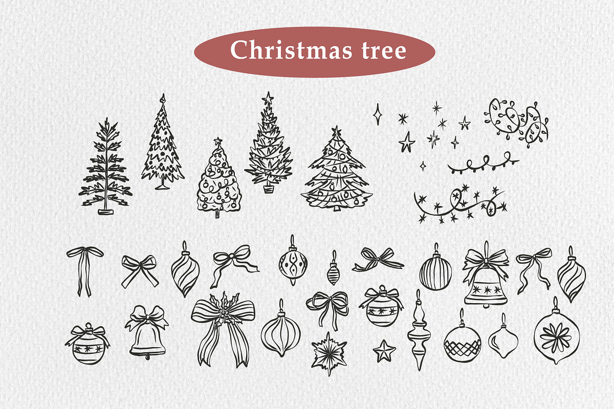 Hand drawn retro Christmas, an Object Illustration by RaDavCrafts (Photo 5 of 9)