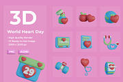 3D World Heart Icon, an Object Graphic by Artnivora.Std (Thumbnail 1 of 4)