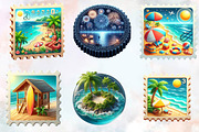 Summer Beach Postage Stamp Bundle, an Illustration by SVGArt (Thumbnail 3 of 8)