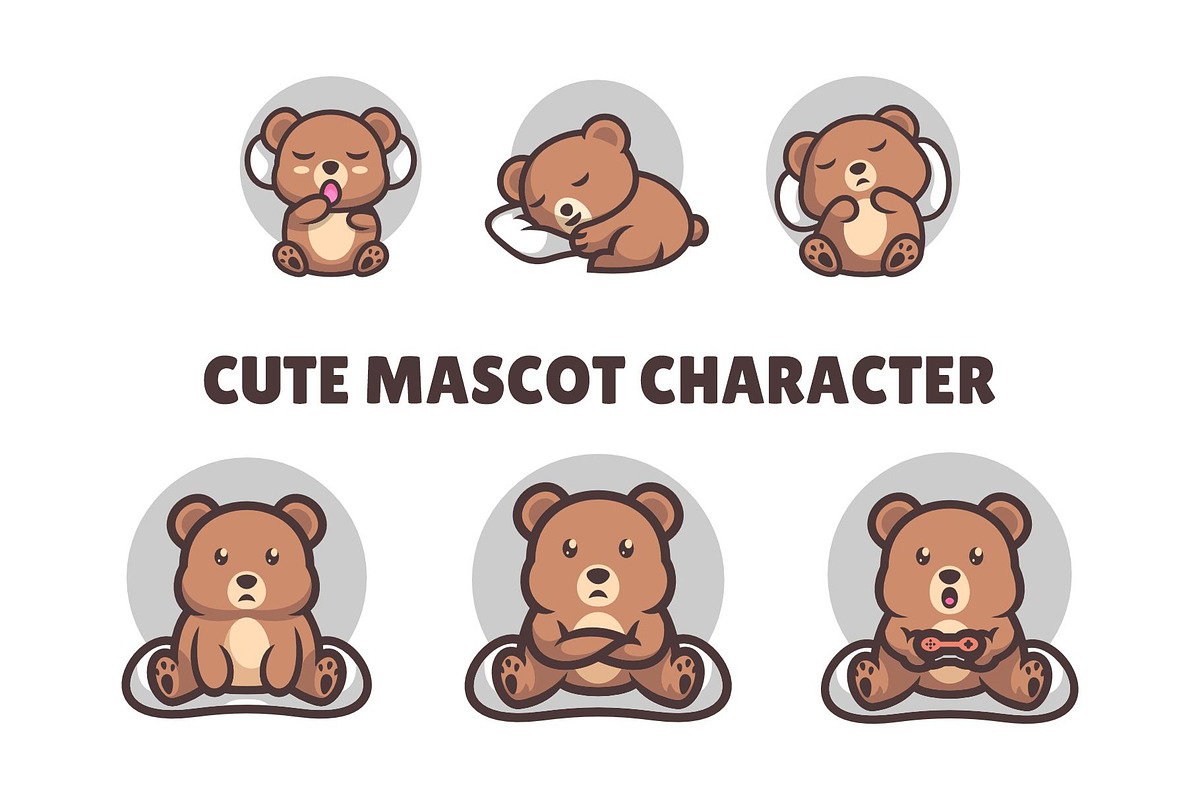 6 Cute Bear Mascot Characters Logo, a Branding & Logo Template by Artnivora.Std (Photo 2 of 2)
