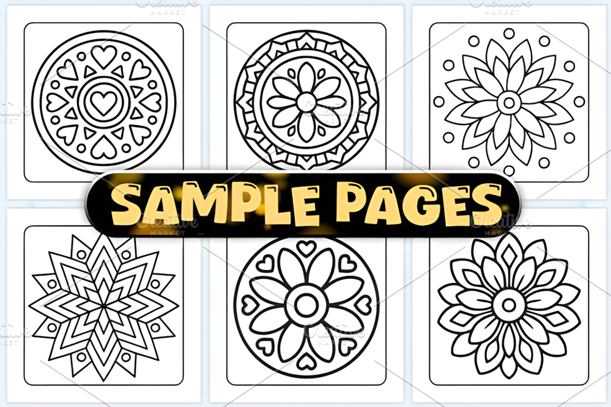Easy Comfy Mandala Coloring Pages, a Decorative Illustration by Ink Gallery (Photo 2 of 3)