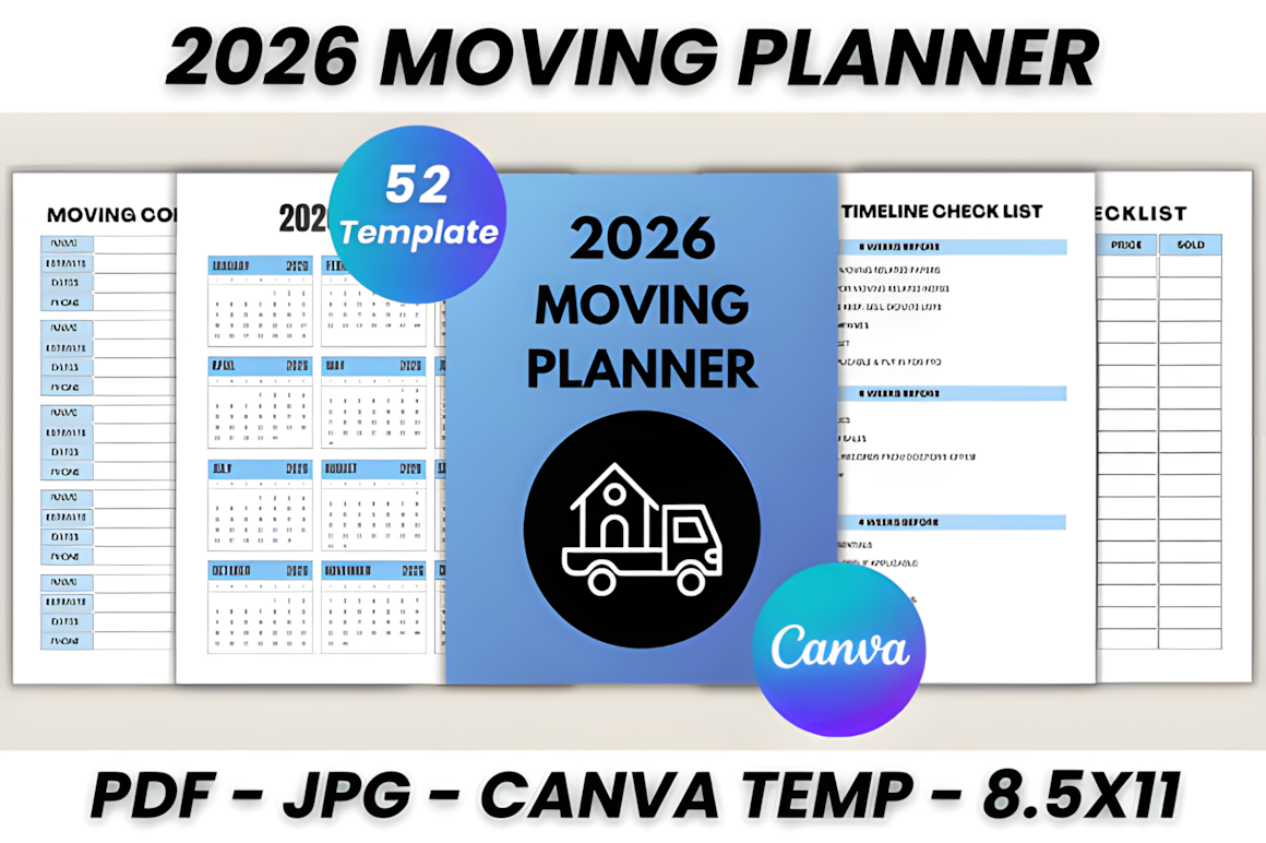2026 Moving Planner Canva Template, a Social Media Template by Ink Gallery
