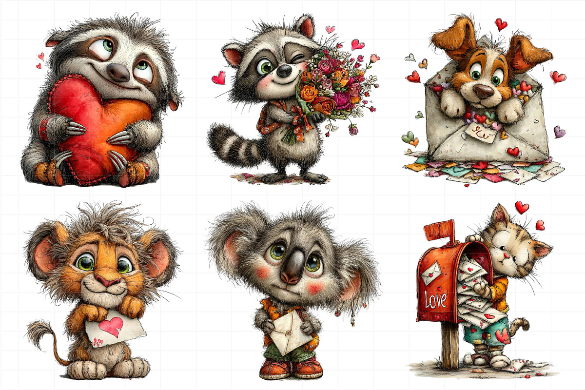 Watercolor Valentine Animals Clipart, an Illustration by Daily.Designs (Photo 7 of 7)