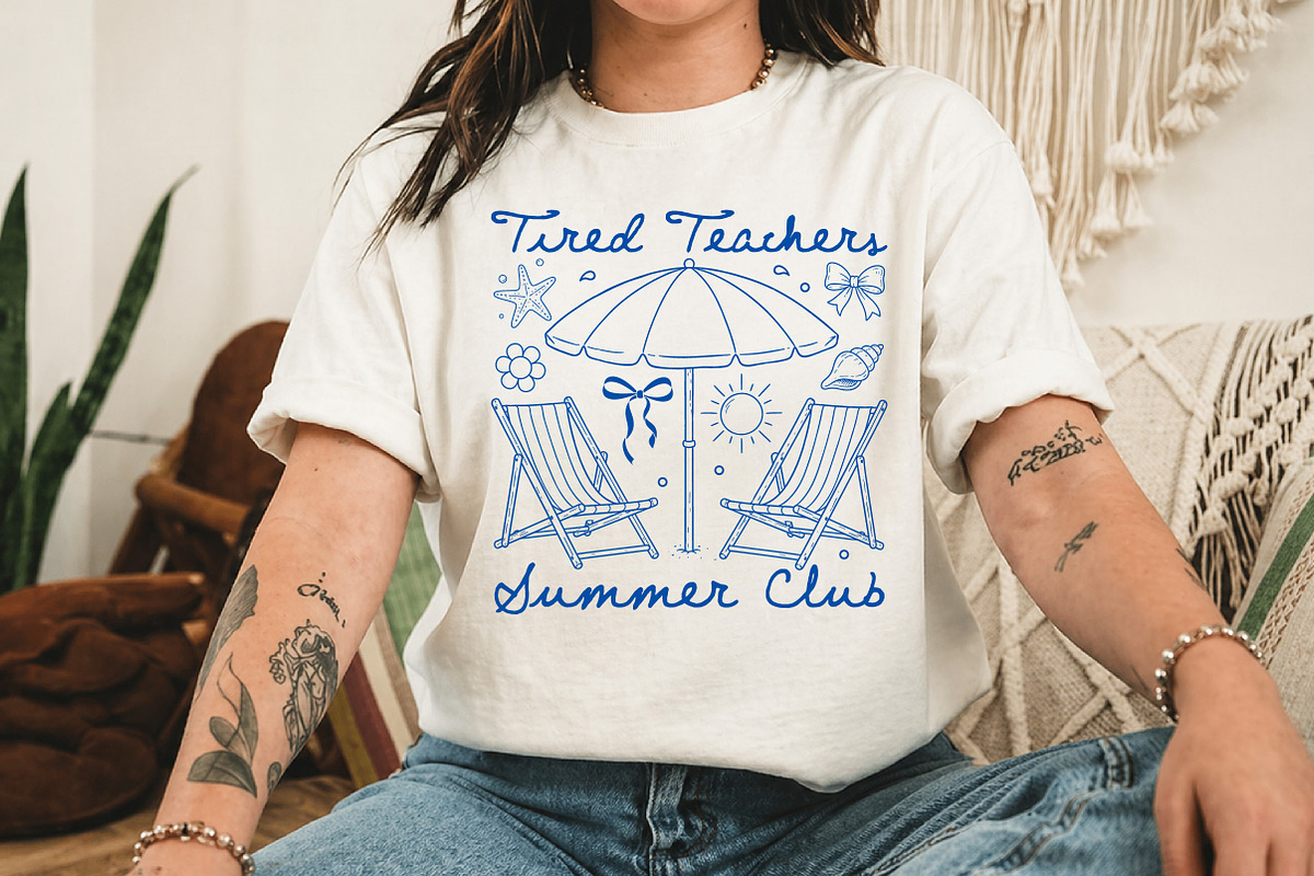 Tired Teachers Summer Club Retro PNG, a Seasonal Illustration by Libby Wishes (Photo 2 of 5)