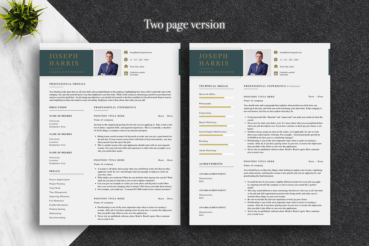 Modern Business CV Template | Canva, a Resume Template by Lux Resume (Photo 2 of 9)