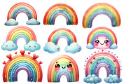 Watercolor Cute Rainbow Clipart PNG, an Illustration by Designworld (Thumbnail 3 of 5)
