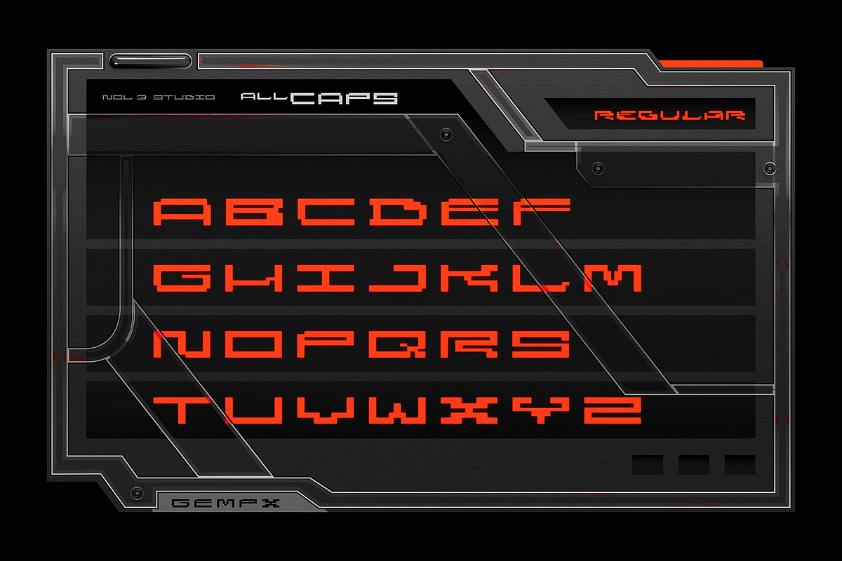 GEMPX | Pixel Glitch Font, a Sans Serif Font by Nol 3 Studio (Photo 3 of 10)