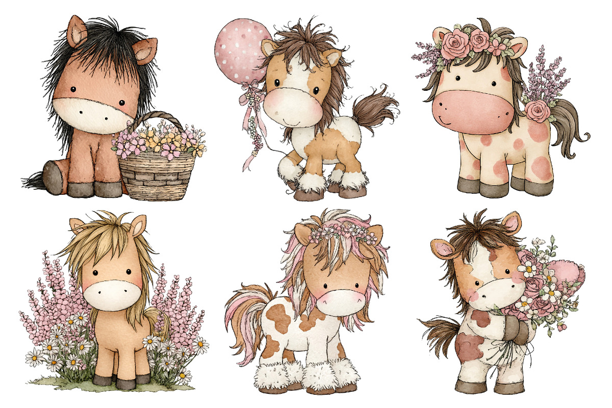 Cute Pony Horse Clipart, an Animal Illustration by Creative Art (Photo 2 of 7)
