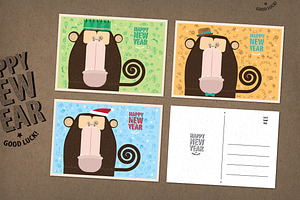 New Year: Vector Postcards Set