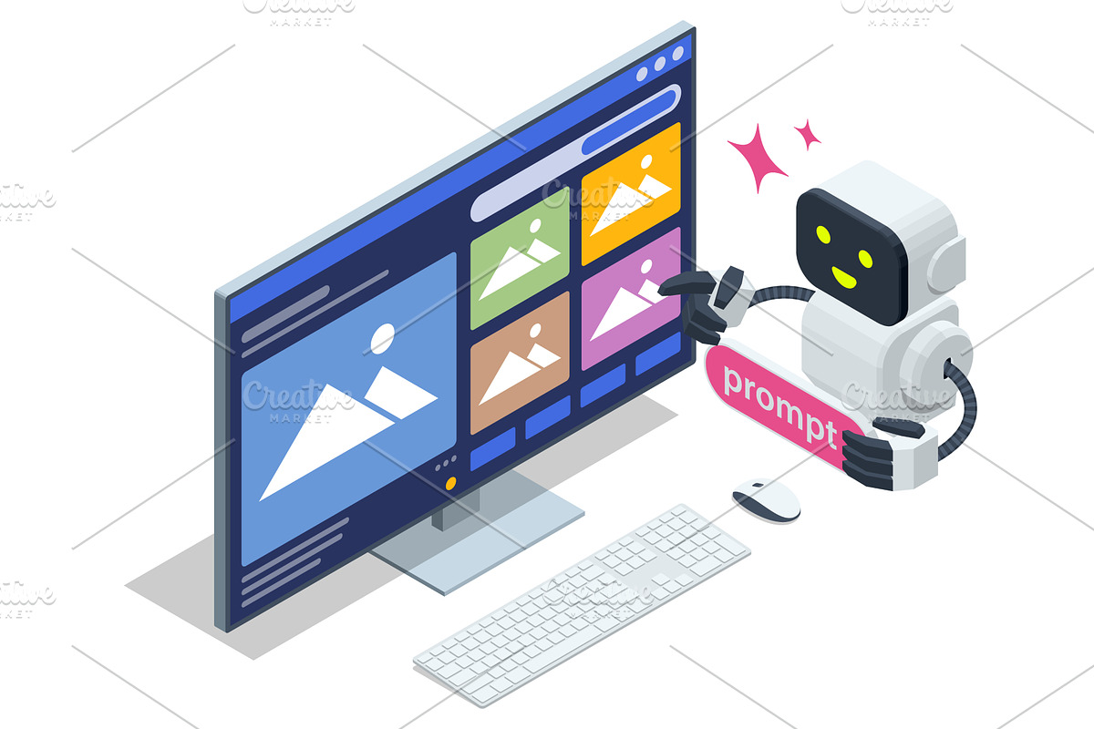 Isometric AI assistant to design a, a Technology Illustration by Golden Sikorka
