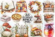 Watercolor Pumpkin Spice Clipart, an Illustration by CraftArtStudio (Thumbnail 1 of 6)