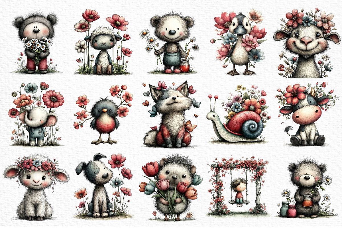 Whimsical Spring Clipart, an Illustration by Craft Nest (Photo 3 of 11)